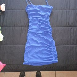 Scruntched Rouge Dress Royal Blue 