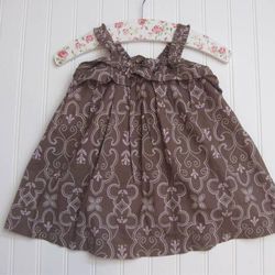 Baby Gap Girls 12-18 Month Brown/Purple Floral Summer Dress Ruffles 