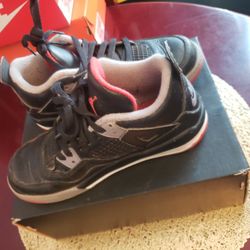 Kids Jordan 4 Retro Black Fire Red Cement Shoes