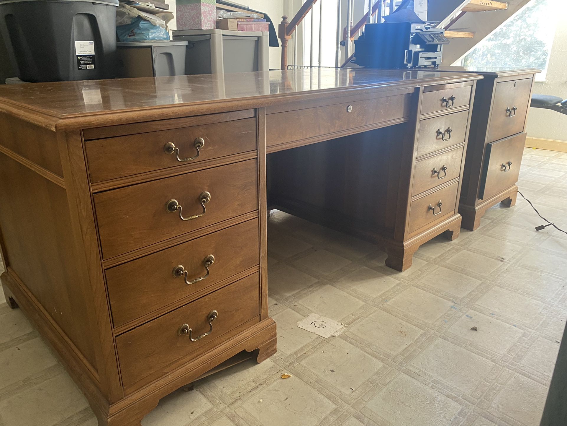 Executive Desk with file cabinet