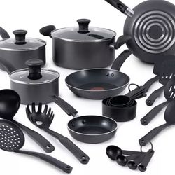T-Fal Initiatives Aluminum Nonstick 18PC Cookware Set