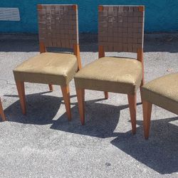 4 Imported Leather Dining Room Chairs