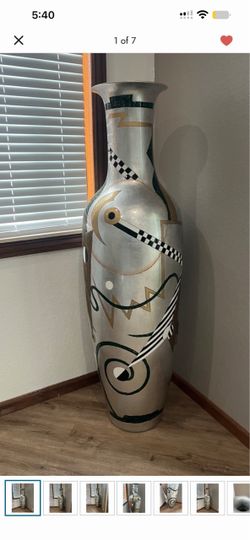 Large Floor Vase with Abstract Art Deco Design