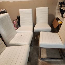 5 White Leather Dining Chair