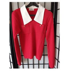 Long Sleeve Cardigan Sweater with white coller