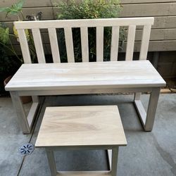 Wooden Bench And Small Table 