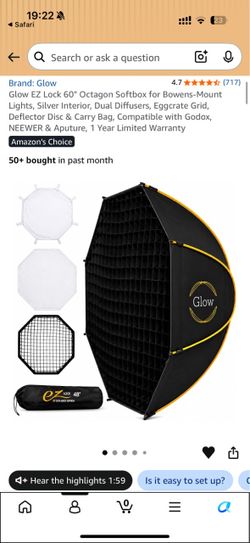 Glow EZ Lock 60" Octagon Softbox for Bowens Mount