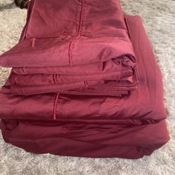 Sabana Plana Funda Queen Set Of Sheets 6 Pieces Red Cotton 