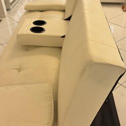 White Sofa bed  with cup holder in good condition 