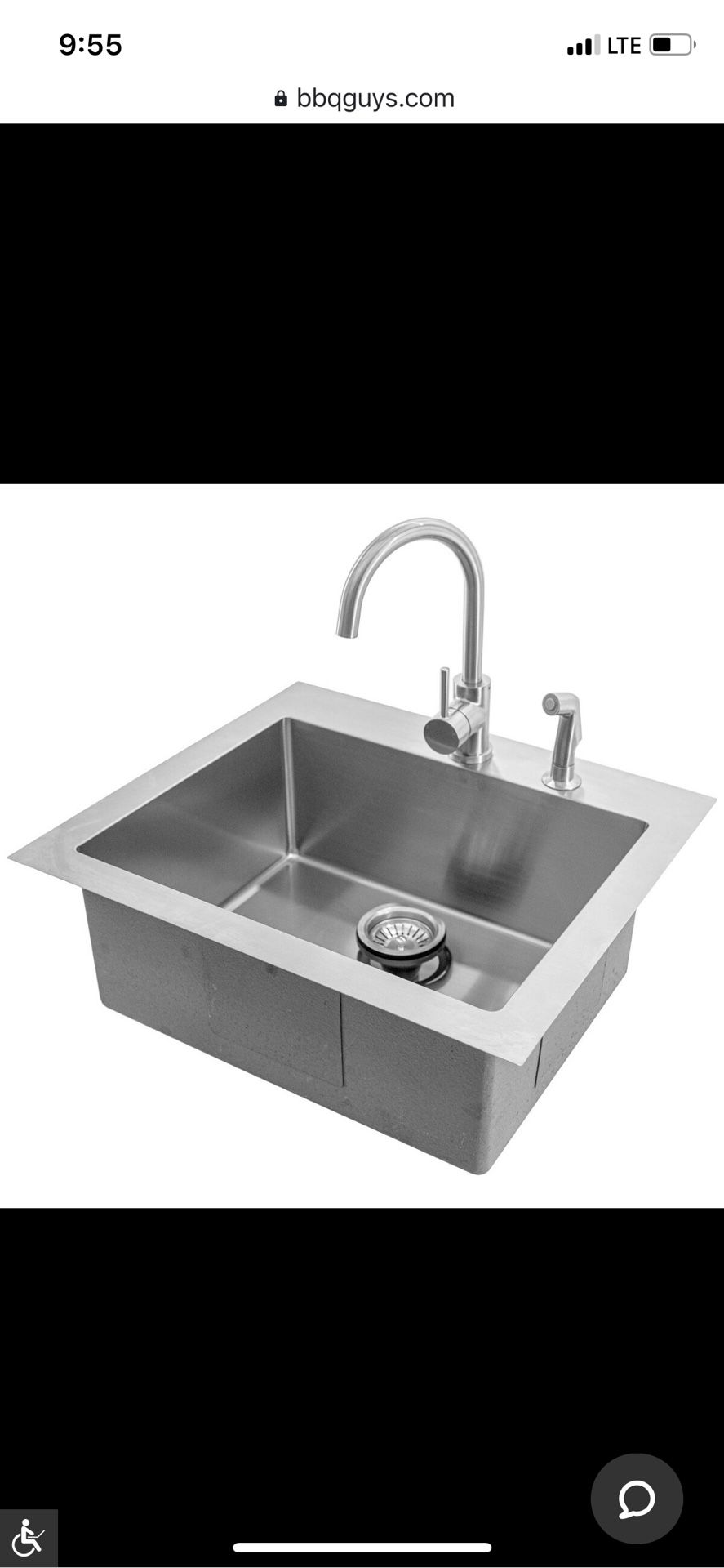 25 x 22 outdoor stainless steel drop-in kitchen sink with hot/cold faucet