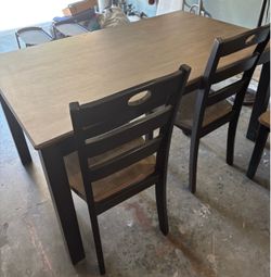 Wooden table and 4 chair set