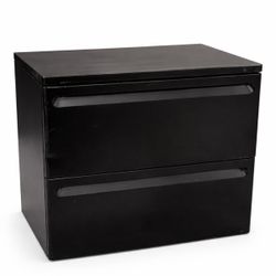 2 Drawer Lateral Black Filing Cabinet - 30” Wide.