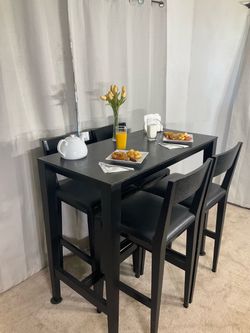 Black Bar  Height Dining Table with 4 Chairs PERFECT FOR SMALL PLACES!