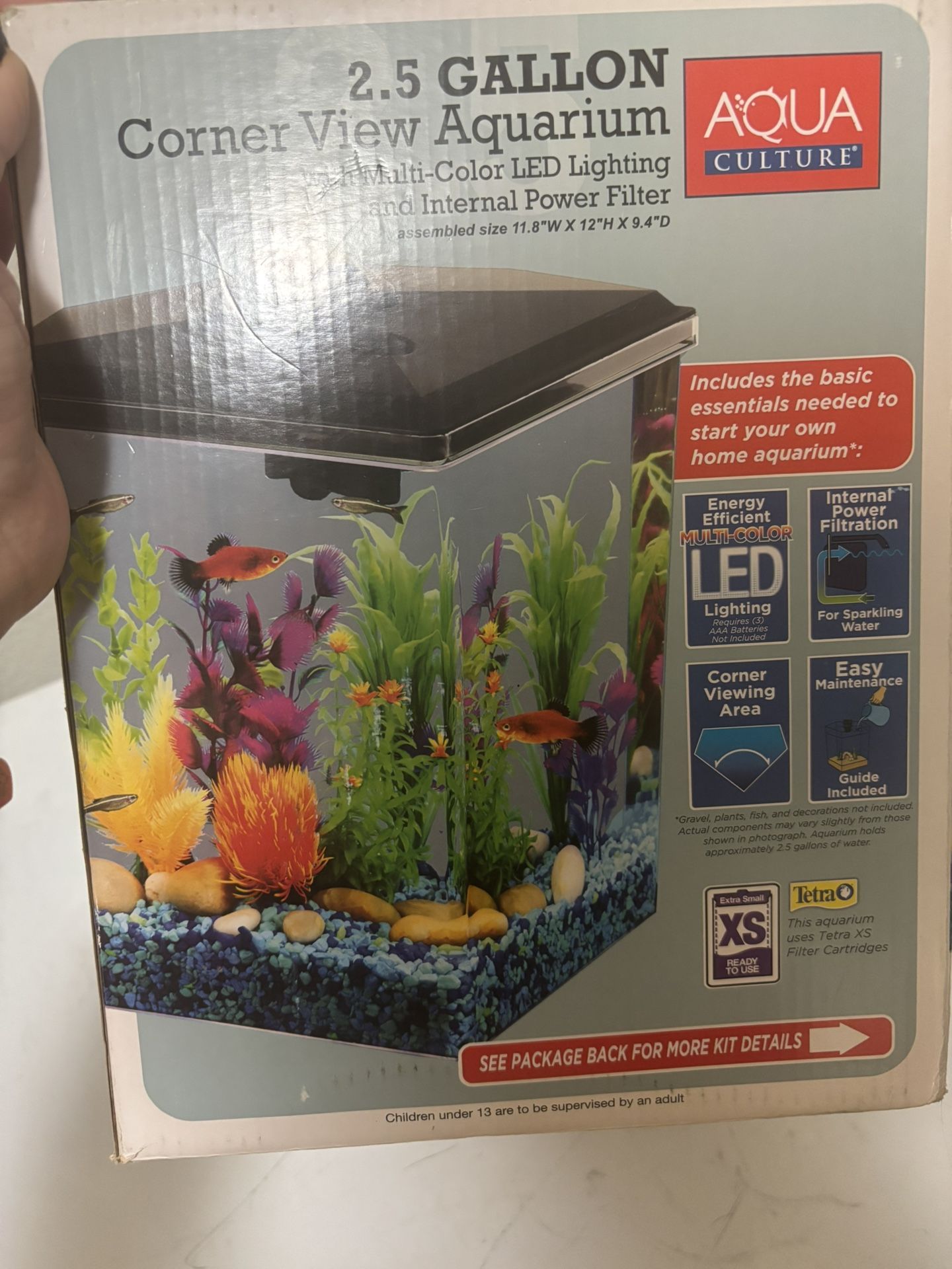 Aqua Culture 2.5 Gal Corner Tank NIB