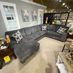 Oversized Plush Comfy Smoke Sectional Sofa Couch
