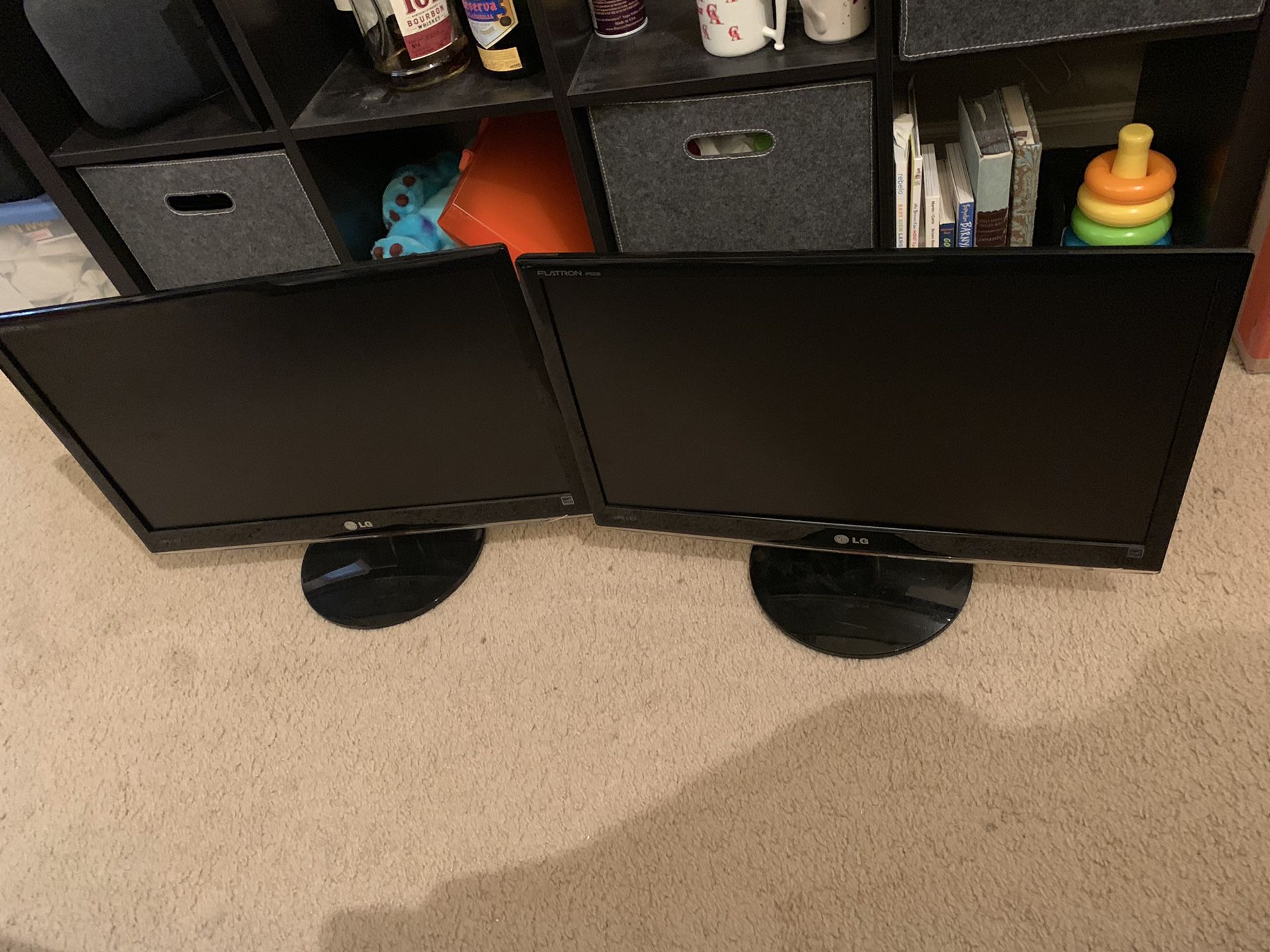 2 LG computer monitors