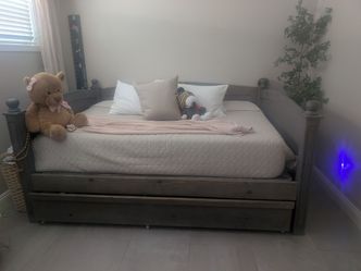 Farmstyle wooden custom bed frame w/ storage $200
