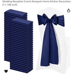 Navy Chair Bows & Table Runners