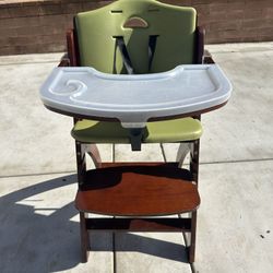 Abiie Beyond Junior Wooden High Chair with Tray - Adjustable and Convertible High Chair for Babies and Toddlers - 6 Months to 250 Lb - Water Resistant