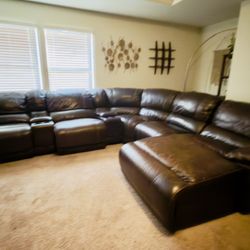 Brown Leather Sectional Pick Up Only 
