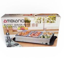 Ambiano Buffet Server with Warming Tray – 3 Pan Food Warmer – 300W – New in Box