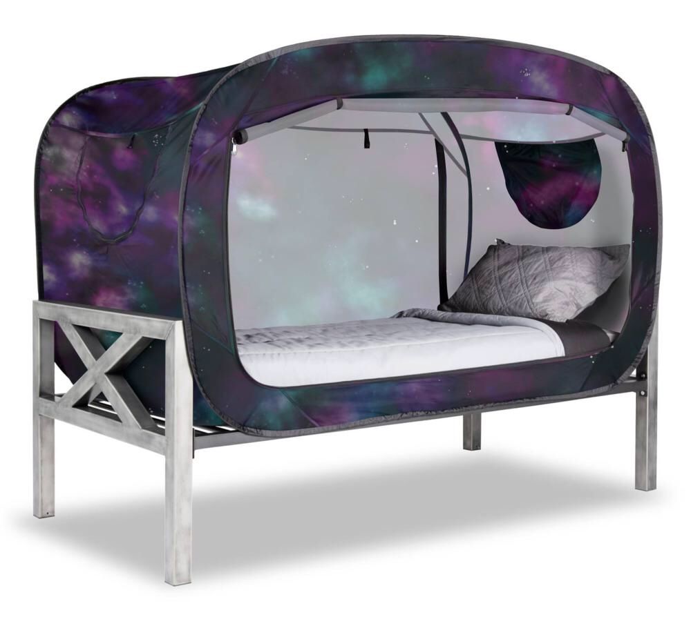 PRIVACY POP Canopy Tent Size TWIN Bed Kids Child Galaxy Outer Space Eclipse Black Gift Holiday Christmas Purple Green Blue Bedding