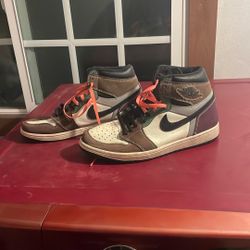 brown white and green air jordan’s 