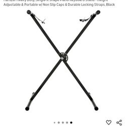 NEW X Shape Piano Keyboard Stand - Height Adjustable & Portable w/ Non Slip Caps & Durable Locking Straps, Black