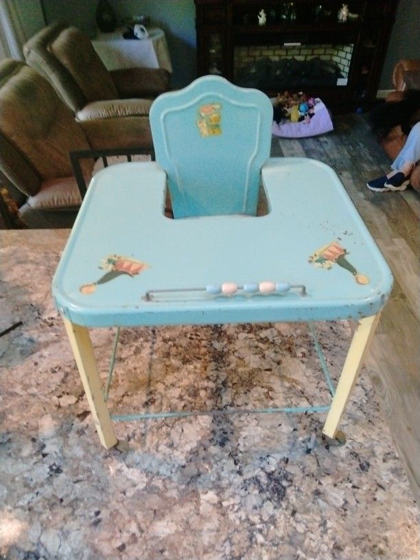 Antique Metal High Chair 