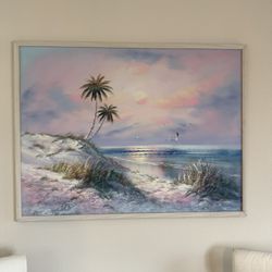 Florida Palm tree and Beach  Oil Painting 