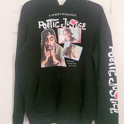 Poetic Justice Tupac Shakur 90s Graphic Hoodie Sweatshirt Black Men’s Size Small