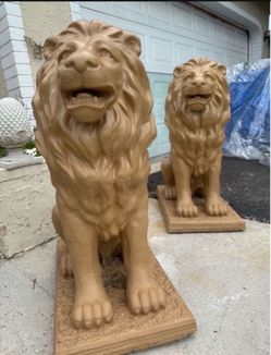 Pair Of Cement LION Statues- Good Condition