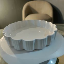 Calif USA 514 California Pottery Glazed White Oven Proof 9" Quiche Pie Dish