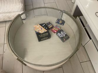 Riverside Furniture Maisie Round Wood and Glass Coffee Table in Champaign Beige