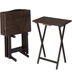 New Walnut White Black Honey Oak TV tray Table Snack Dinner Stand Tables With Rack 