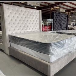 NEW QUEEN SIZE 6ft tall BED WITH MATTRESS AND BOXSPRING INCLUDING FREE DELIVERY