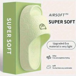 New Versatile Men's Casual Slippers, Cartoon Black Graffiti Bear Head Design Unisex Slippers, EVA Material Breathable Wet-Resistant Odor-Free Indoor O