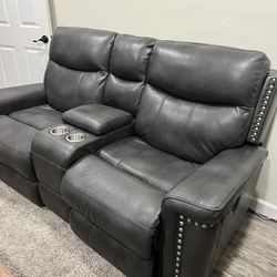 Grey Recliner Love Seat Couch 