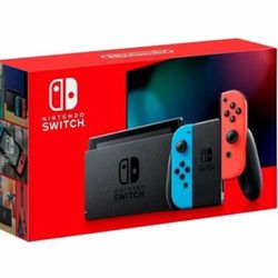 Nintendo Switch With Neon Blue And Red Joy Cons 