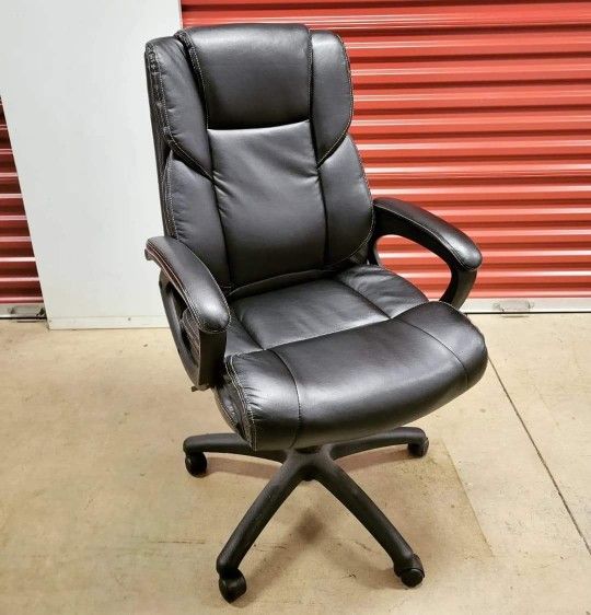 Bonded Leather High-Back Executive Chair, Black