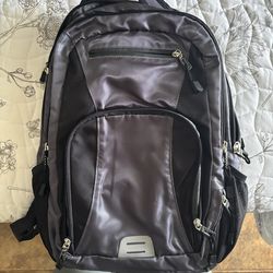 Silver and black backpack