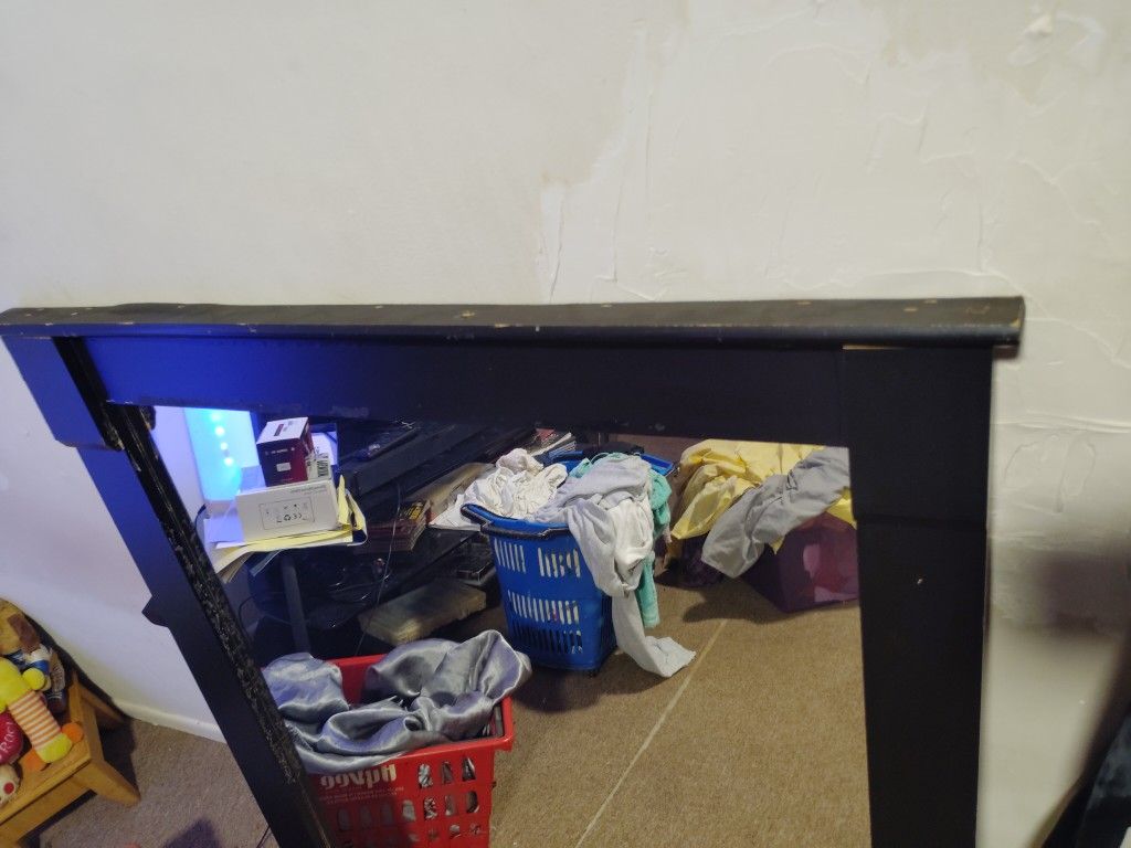 Brown Mirror That Has Flap To Fit On A Dreseer