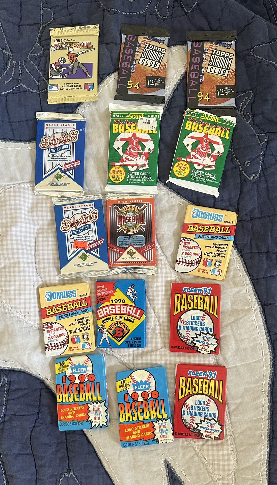MLB Baseball Factory Sealed Vintage Packs - 15 Various New Packs