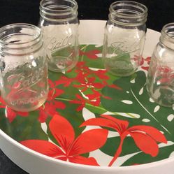 Large Serving Tray With 4 Mason Jars 