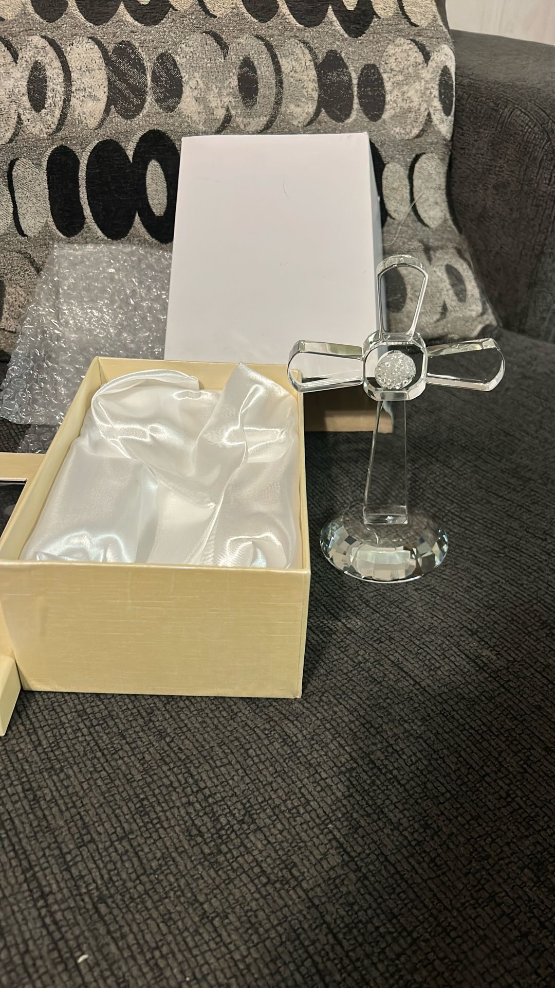 Illuminated Faceted Glass Cross