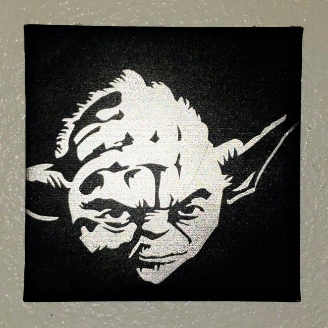 Star Wars Yoda Silver and Black Canvas Print  [W]