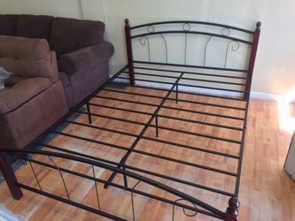 Queen bed frame metal and wood