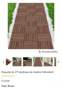 Yaheetech 27-Pack Brown Wood Deck Tiles