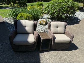 Patio rocker chairs and table.