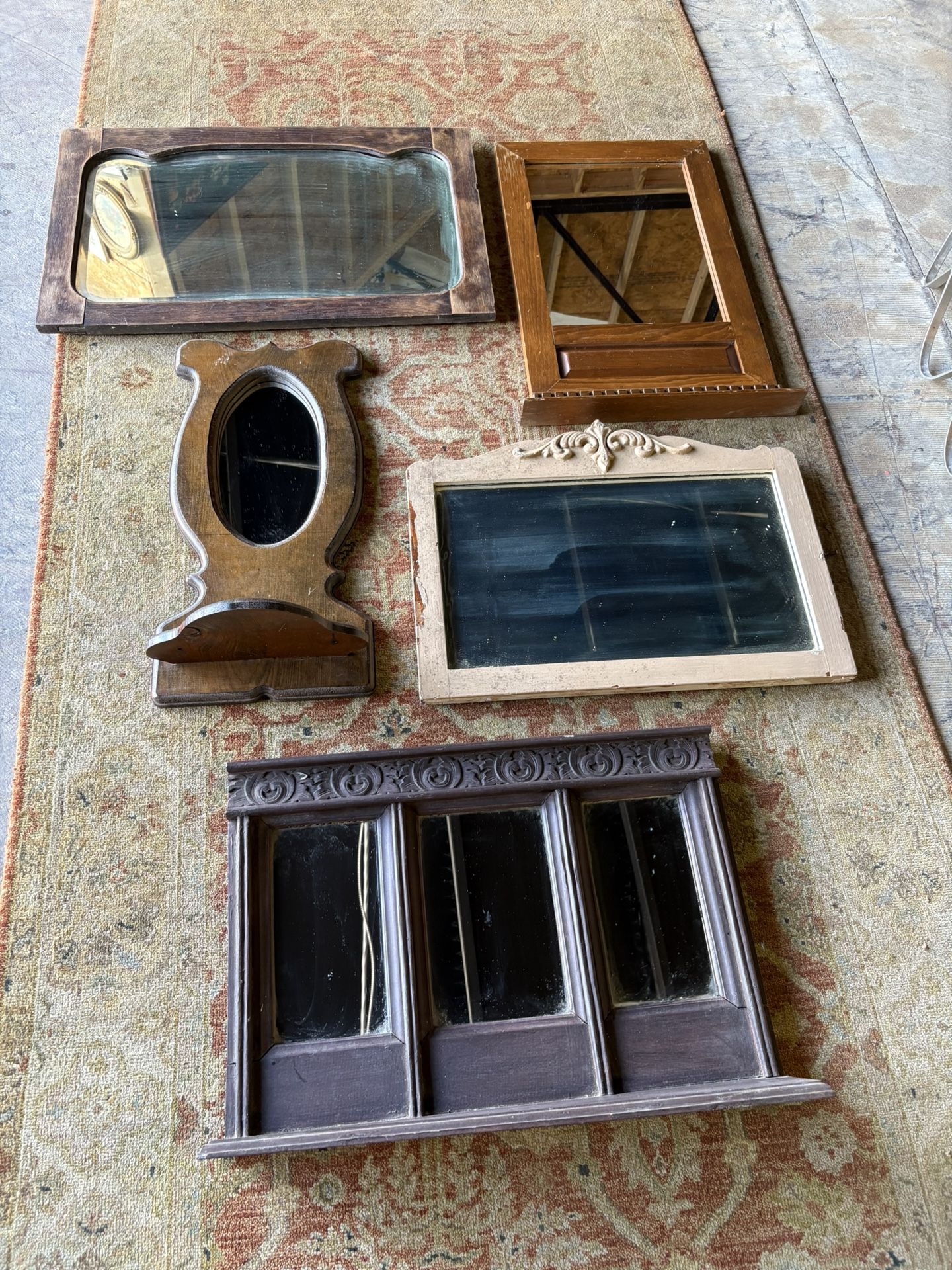Antique Wooden Mini Mirrors Collectible
